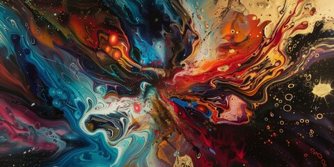 Vibrant Realistic Abstract Artwork with Dynamic Colour Palette, Contemporary Design Concept