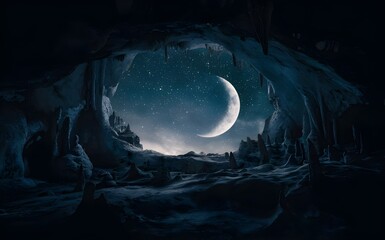 Fototapeta premium the moon in the sky. Night view of sky 