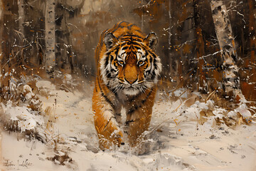 Amur tiger in nature in the taiga - 778493895
