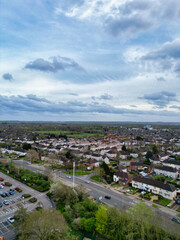 Aerial View of Bedford City of Bedfordshire, England UK During Windy and Cloudy Day. April 5th, 2024