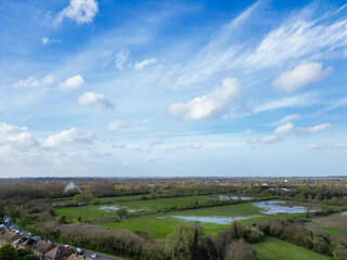 Fototapeta na wymiar Aerial View of Bedford City of Bedfordshire, England UK During Windy and Cloudy Day. April 5th, 2024