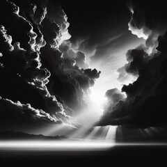 Fototapeta premium View of dark stormy clouds in dark sky style 