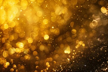 Luxurious sparkling gold background with festive bokeh lights, elegant holiday celebration, abstract photo