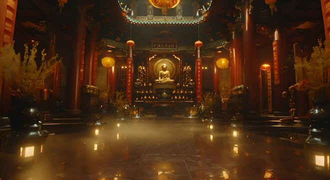 buddhist temple in the city 4k video footage looping 