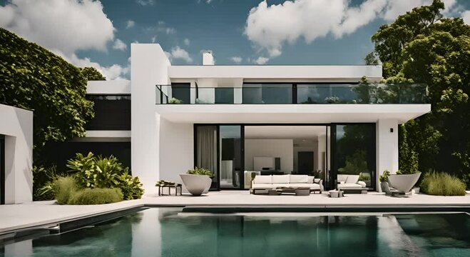 luxury, garden, modern, house, architecture, design, green, house, exterior, pool, water, swimming, sky, summer, outdoor