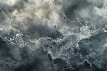 A dynamic grey marble background, with a stormy mix of dark grey clouds and light grey clearings, evoking the dramatic beauty of a tempestuous sky. 32k, full ultra HD, high resolution - obrazy, fototapety, plakaty