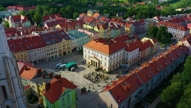 Centrum Market Square Zlotoryja Rynek Ratusz Aerial View Poland