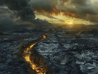 Amidst the desolation of scorched earth and remnants of warfare lies a haunting climate change allegory.
