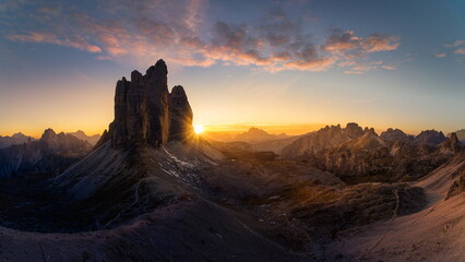 Dolomites Italy Poster: Sunrise over the Majestic Three Peaks of Lavaredo