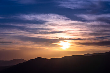 Beautiful sunset in the mountains natural view,  stock photography