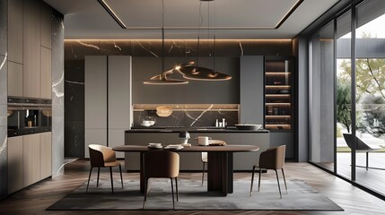 Modern dining room interior design,Modern interior of cozy kitchen