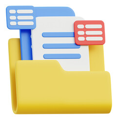 Folder data information related 3D icon on transparent background, perfect for any design need