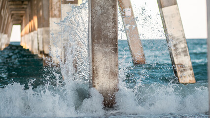 water flowing from a pier