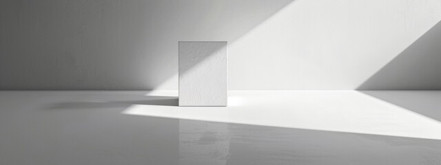 A minimalist white background with a single, perfectly centered shadow of a geometric object.