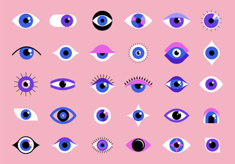 Fototapeta premium Collection of eyes logos, symbols and icons. Concept illustration