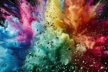 explosion of colorful bomb isolated on black background - 778502445