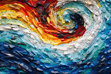 Close up of a painting of a wave