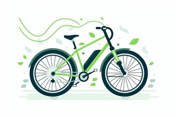Electric bike icon on white background, green transportation symbol, vector illustration