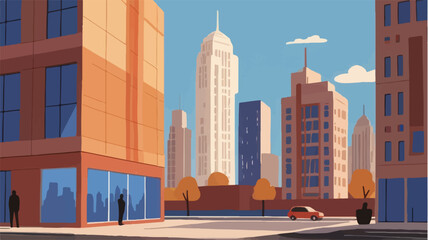 Urban Towers. Vector Illustration of Skyline Cityscape.