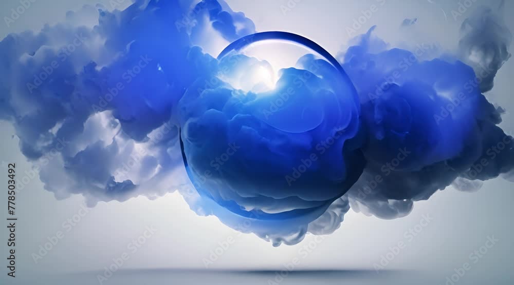 Poster dramatic effect with blue smoke moving and swirling around swirling and exploding smoke ember moving