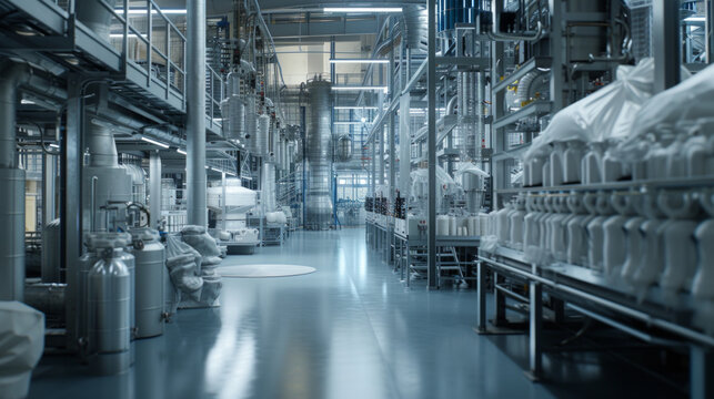 A plastics compounding plant with mixing equipment and pelletizing machines, momentarily idle but ready to produce custom plastic compounds