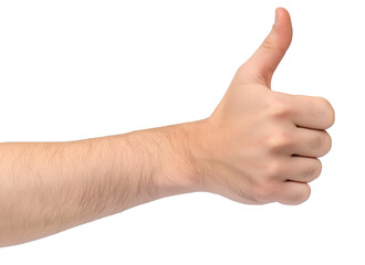 human hand with thumb up isolated on a transparent background