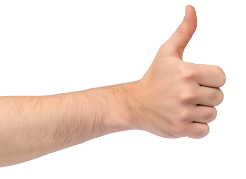 human hand with thumb up isolated on a transparent background
