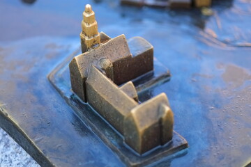 A castle model on a blue background