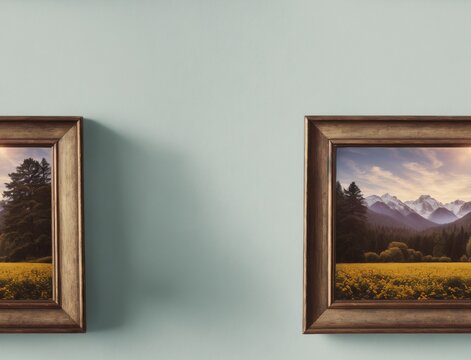 Two paintings hanging on a wall. - seamless and tileable