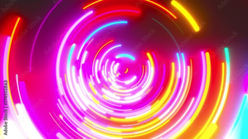 Poster radial neon lines. computer generated 3d render