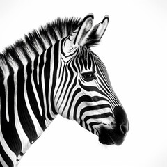Zebra with distinctive black and white stripes is peacefully grazing on lush grass in its natural habitat. Zebras unique patterns provide camouflage against predators. 