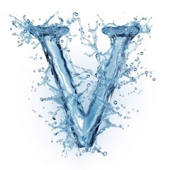 Alphabet, letter V. Splash of water takes the shape of the letter V, representing the concept of Fluid Typography. Concept: Water shaped into a letter, symbolizing adaptability and flow.
