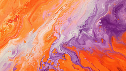 A canvas with flowing tangerine and lavender paint, evoking warmth and allure.