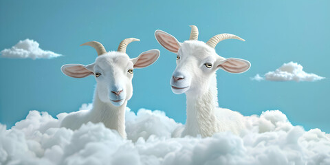 Obraz premium Eid al Adha Mubarak Islamic sacrifice festival Eid al Adha copy space background with goat
