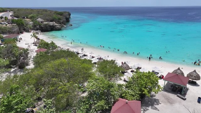 Kenepa Grandi Beach At Willemstad In Netherlands Curacao. Beach Landscape. Caribbean Island. Willemstad At Netherlands Curacao. Seascape Outdoor. Nature Tourism.