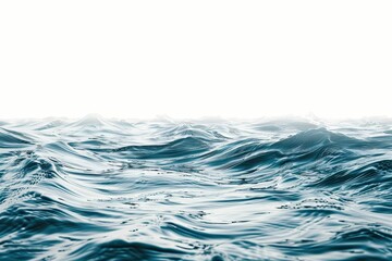 Transparent ocean water surface isolated on white background, cut out, abstract liquid texture photo - obrazy, fototapety, plakaty
