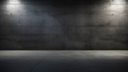 Interior room with closeup of smooth grey dark concrete wall with lights and space for design, modern abstract web print business design living - Powered by Adobe