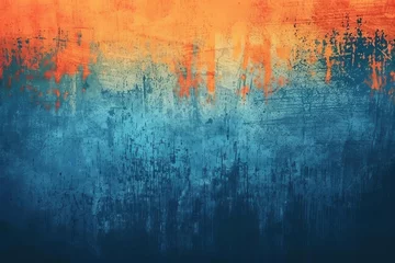 Fotobehang Grungy blue and orange gradient background with retro vibe, perfect for vintage-inspired designs, abstract illustration © Lucija