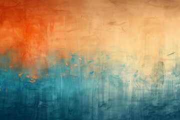 Grungy blue and orange gradient background with retro vibe, perfect for vintage-inspired designs, abstract illustration - obrazy, fototapety, plakaty