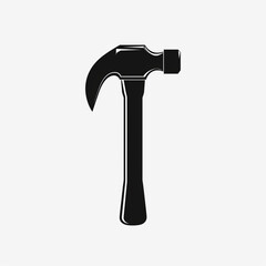 Minimalistic Black and White Hammer Icon, Vector Illustration, Tool Design