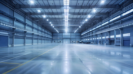 Fototapeta premium A large modern warehouse with high ceilings and steel beams