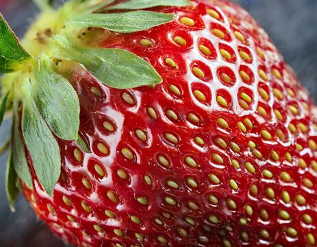 Texture macro de fraise. Arri&egrave;re-plan alimentaire.