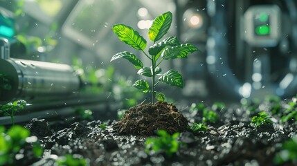 A bioengineered plant whose growth pattern is the key to unlocking a genetic puzzle, intertwining nature and technology - obrazy, fototapety, plakaty