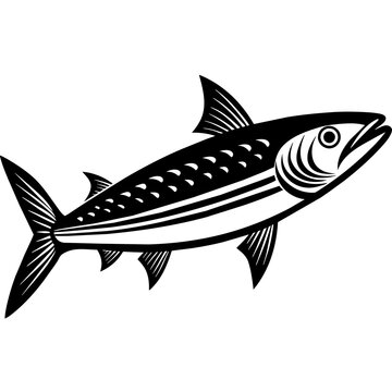 black and white fish swimming clip art preview