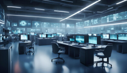 Beautiful blurred background  modern security control center