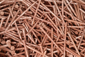 rusted iron nails closeup Stock Photo