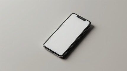 Smartphone with blank screen isolated on gray background. Mock up.