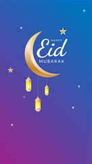Obraz na płótnie Canvas Eid al fitr greeting in vertical format for social media status or story or any design