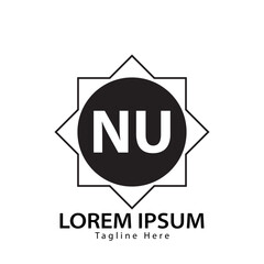 letter NU logo. NU. NU logo design vector illustration for creative company, business, industry