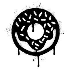 Spray Painted Graffiti Donut icon Sprayed isolated with a white background.